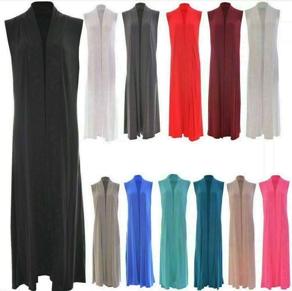 Ladies Sleeveless Long Maxi Cardigan Open Women Boyfriend Maxi Cardiga LUXE DIVA