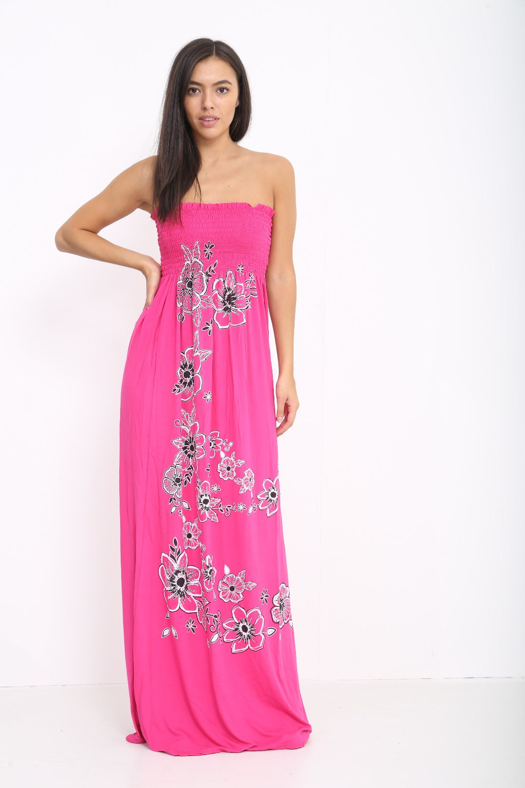 Women Ladies Chunky flora Print Sheering Maxi Dress