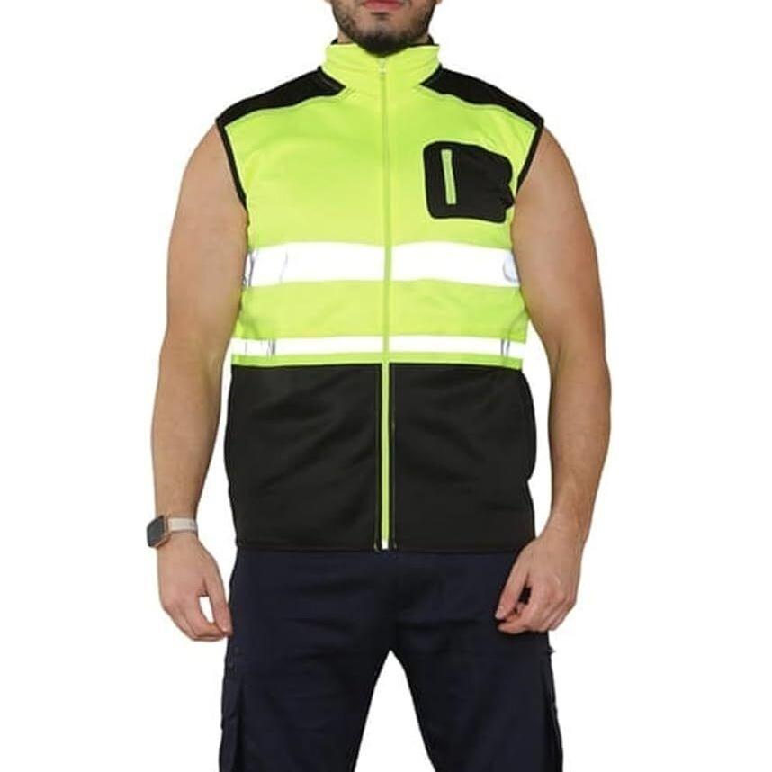 LUXE DIVA Hi Viz High Visibility Body Warmer Workwear Safety Wear Sleeveless Waistcoat Fleece Garment Menswear Reflective Clothing Pockets Small Uniforms Man