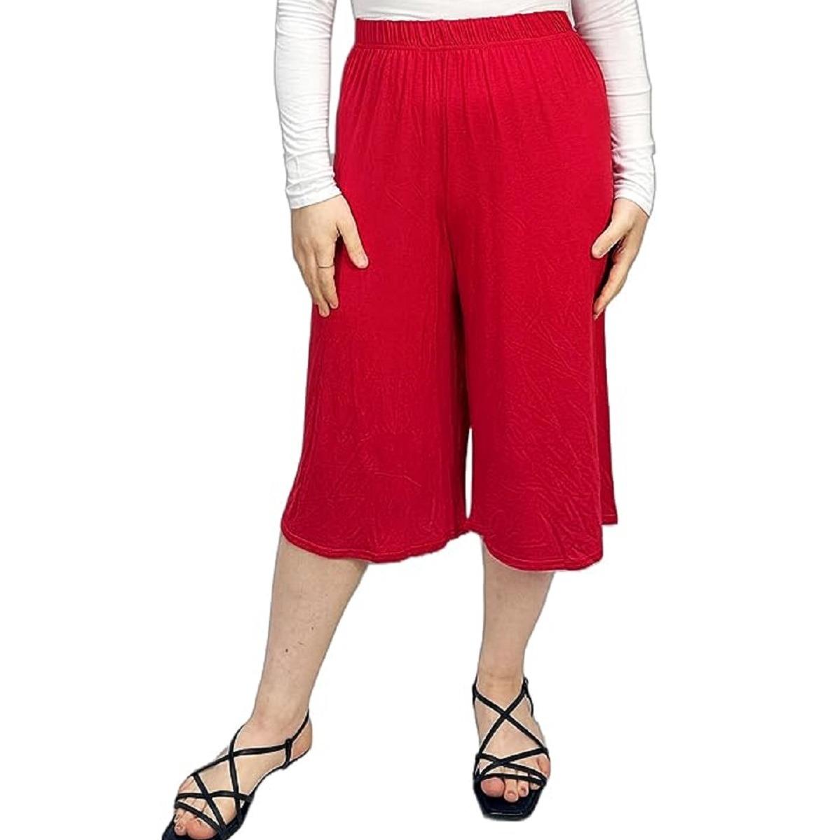 LUXEDIVA  Womens Ladies Plain 3/4 Length Short Palazzo Trousers Casual Wide Leg Culottes Pants Plus Sizes UK 8-26