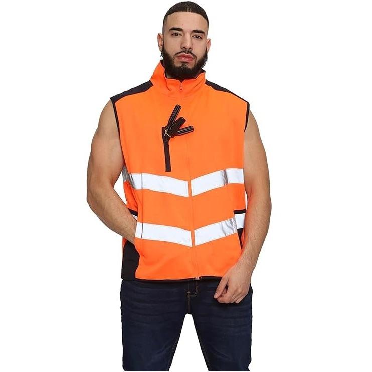 Hi Viz Vis High Visibility Jacket Hoodie Work 3 Zip Hooded SweatShirt Fleece Menswear Clothes Workwear Man Long Sleeve Top Comfy Longsleeves Underwear Uniforms