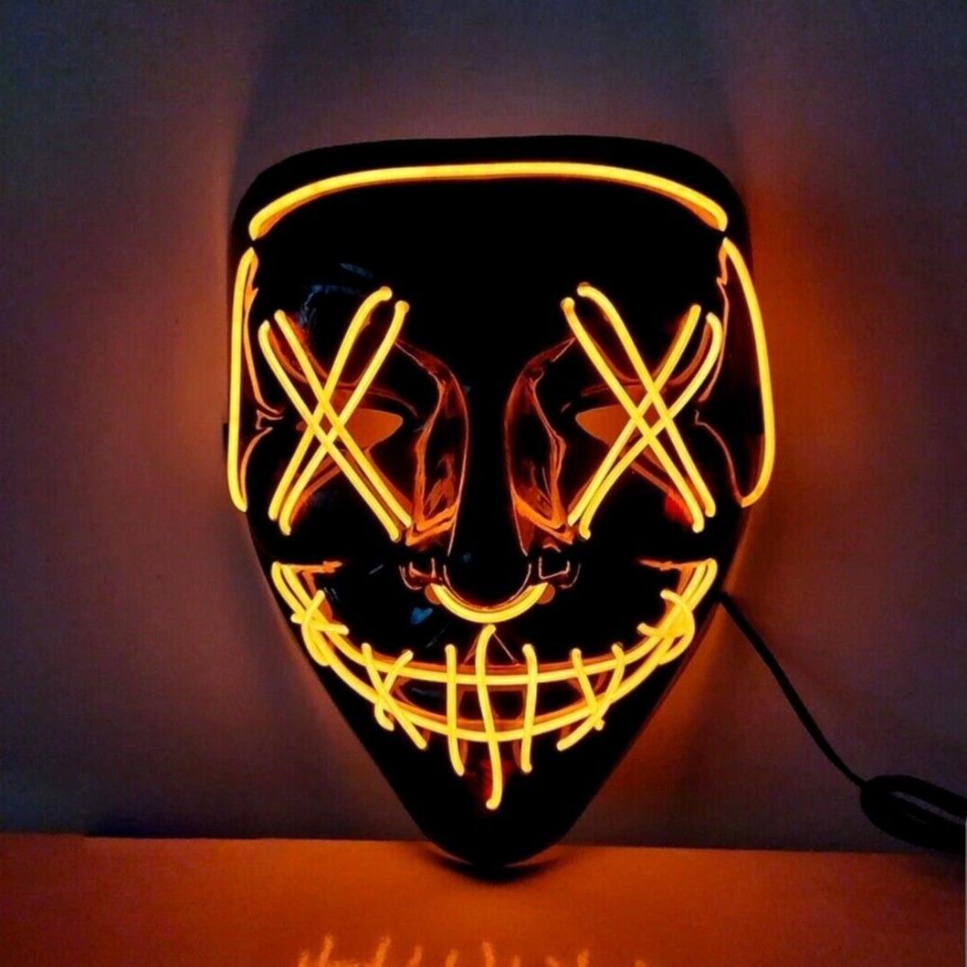 Neon Stitches LED Mask Wire Light Up Purge Halloween Costume Mask Cosplay Party