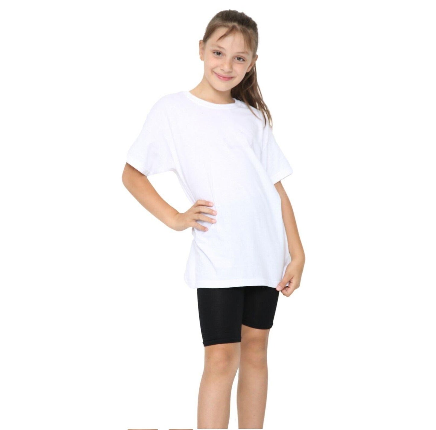 LUXE DIVA Girls Kids Stretch Cycling Cotton PE School Uniform Dance Gym Swim Shorts