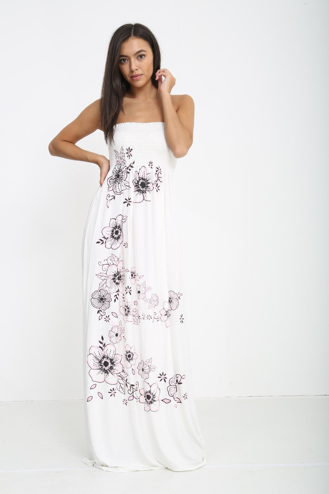 Women Ladies Chunky flora Print Sheering Maxi Dress