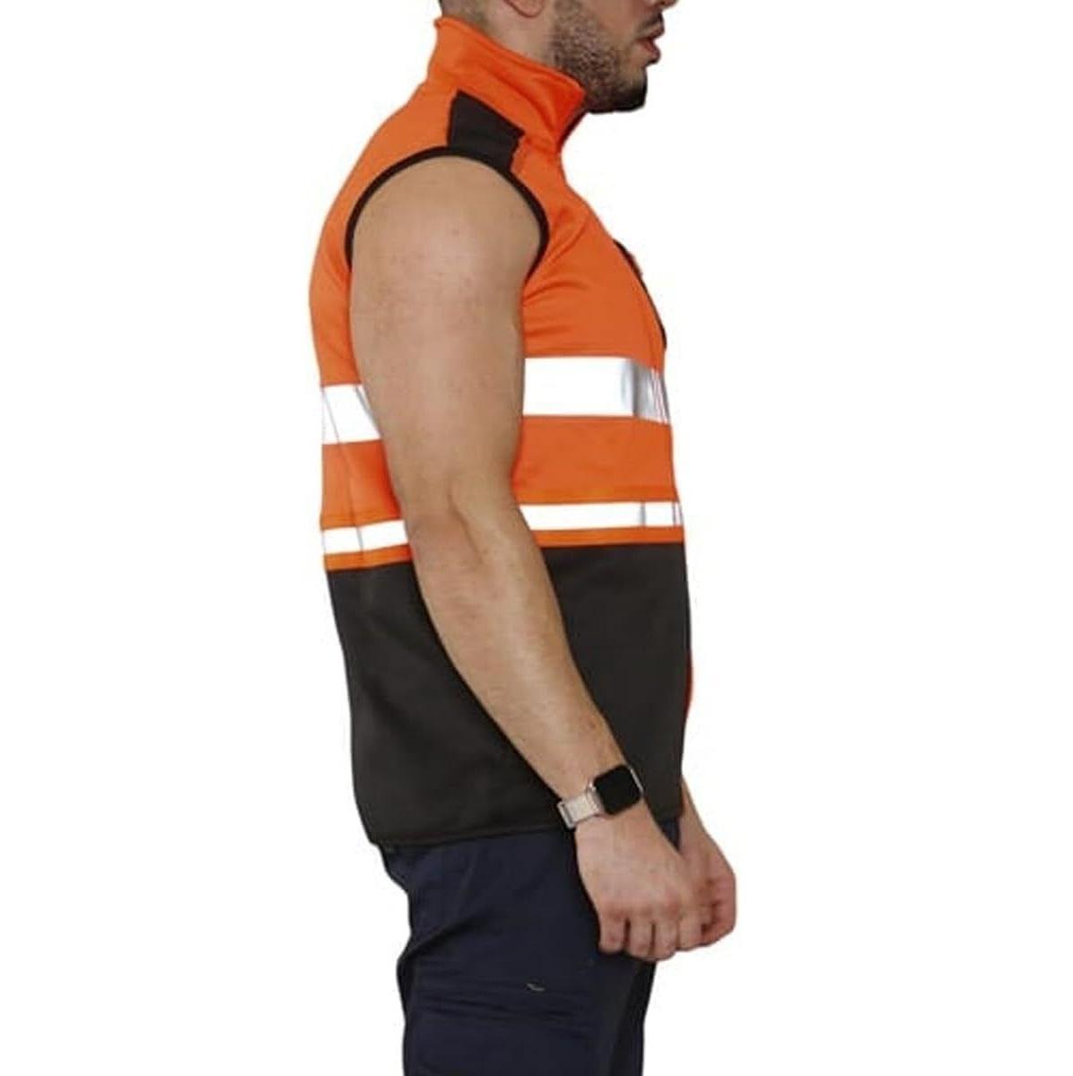 LUXE DIVA Hi Viz High Visibility Body Warmer Workwear Safety Wear Sleeveless Waistcoat Fleece Garment Menswear Reflective Clothing Pockets Small Uniforms Man