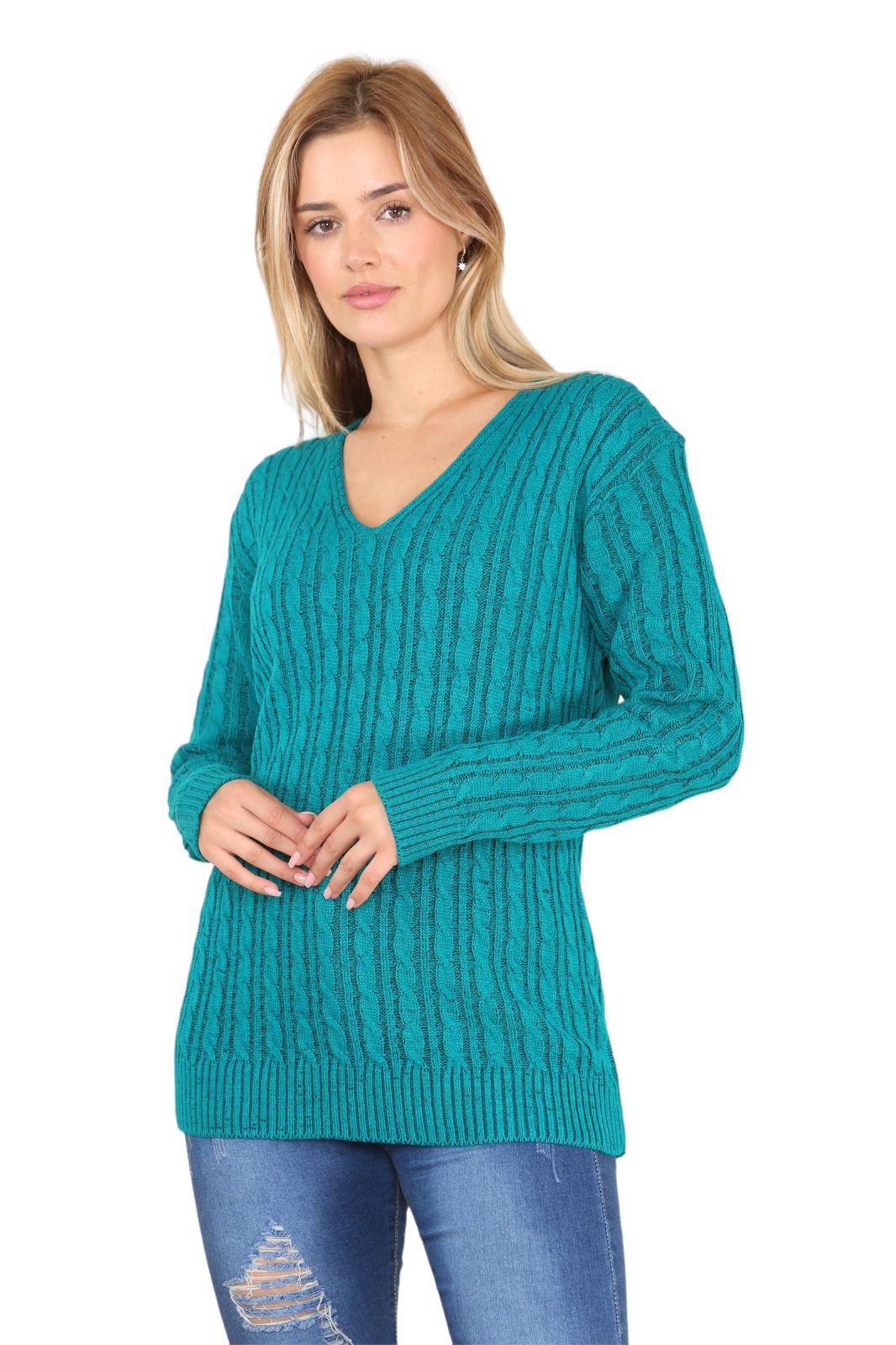 LUXE DIVA LADIES V/N KNITTED LONG SLEEVE JUMPER BACK IN STOCK