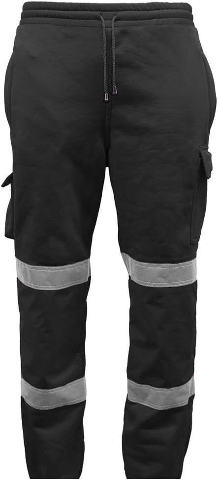 Mens Hi Vis Visibility Viz Safety Fleece Bottoms Work Wear Trouser Jogger Pants