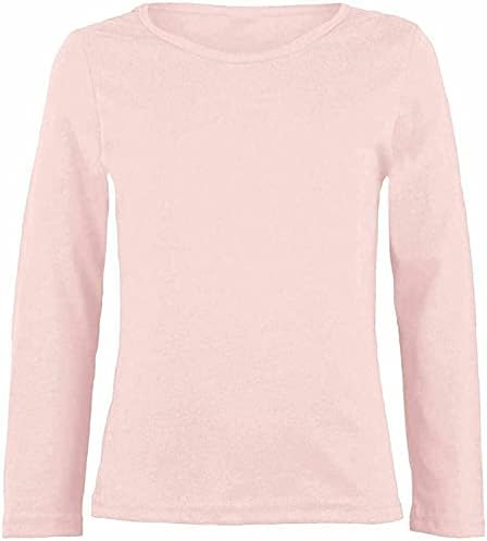 LUXE-DIVA Girls Boy Kids Plain Basic Long Sleeve Round Neck T-Shirt Stretch School Tee Top 2-13 Years