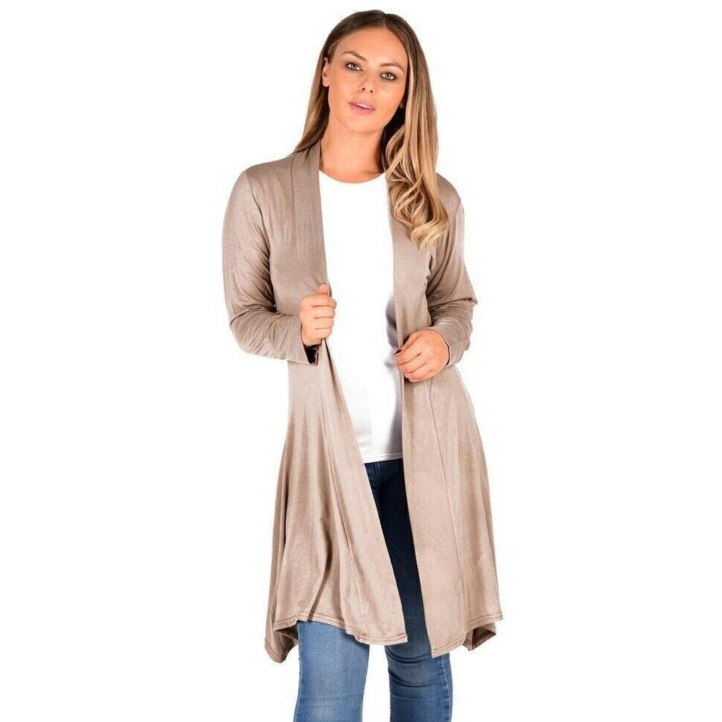 New Womens Ladies Long Sleeve Maxi Boyfriend Cardigan Open Floaty 8-22