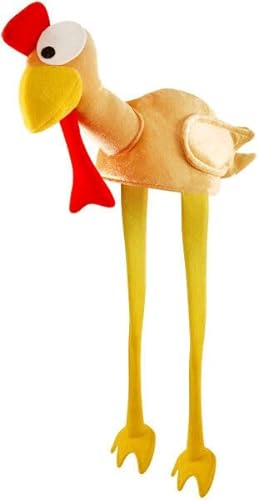 Adult Turkey Gobbler Hat with Long Legs Novelty Plush Christmas Santa Hat Costume Fancy Dress Party