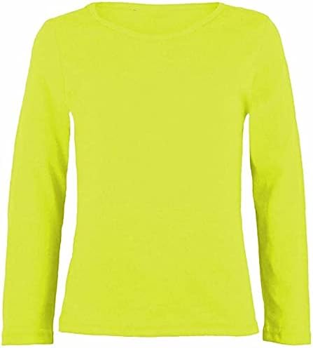 LUXE-DIVA Girls Boy Kids Plain Basic Long Sleeve Round Neck T-Shirt Stretch School Tee Top 2-13 Years