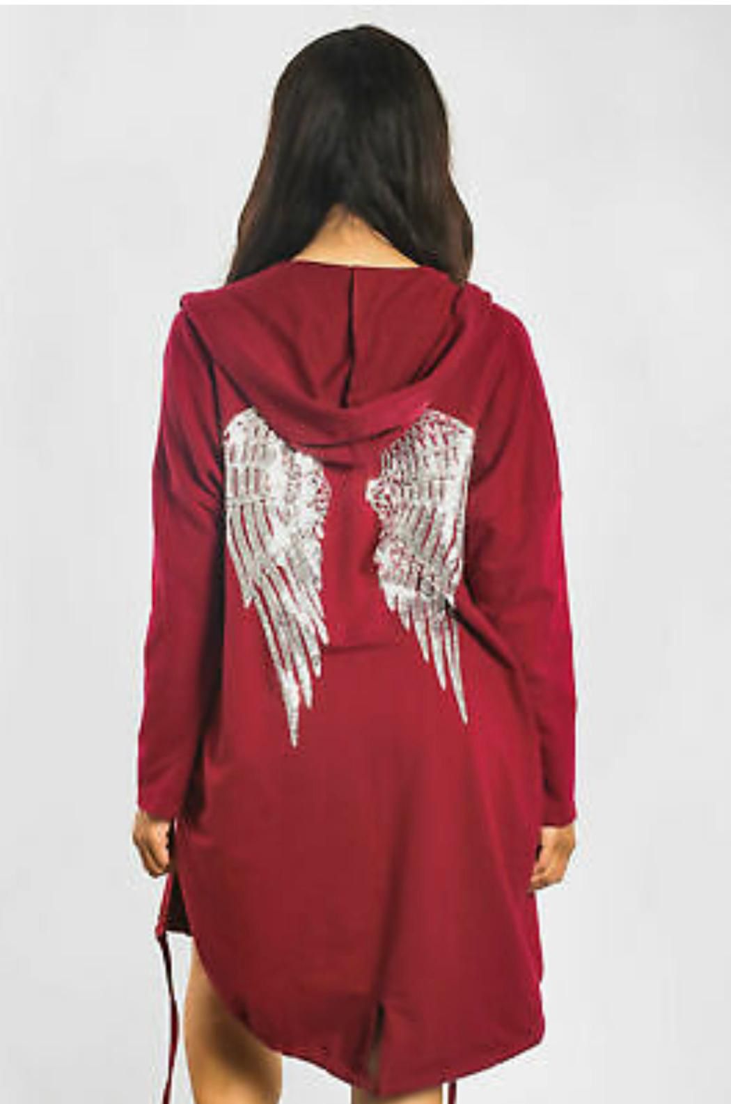 women sequin angel wing back oversized hoodie sweatshirt jacket coat cardigan