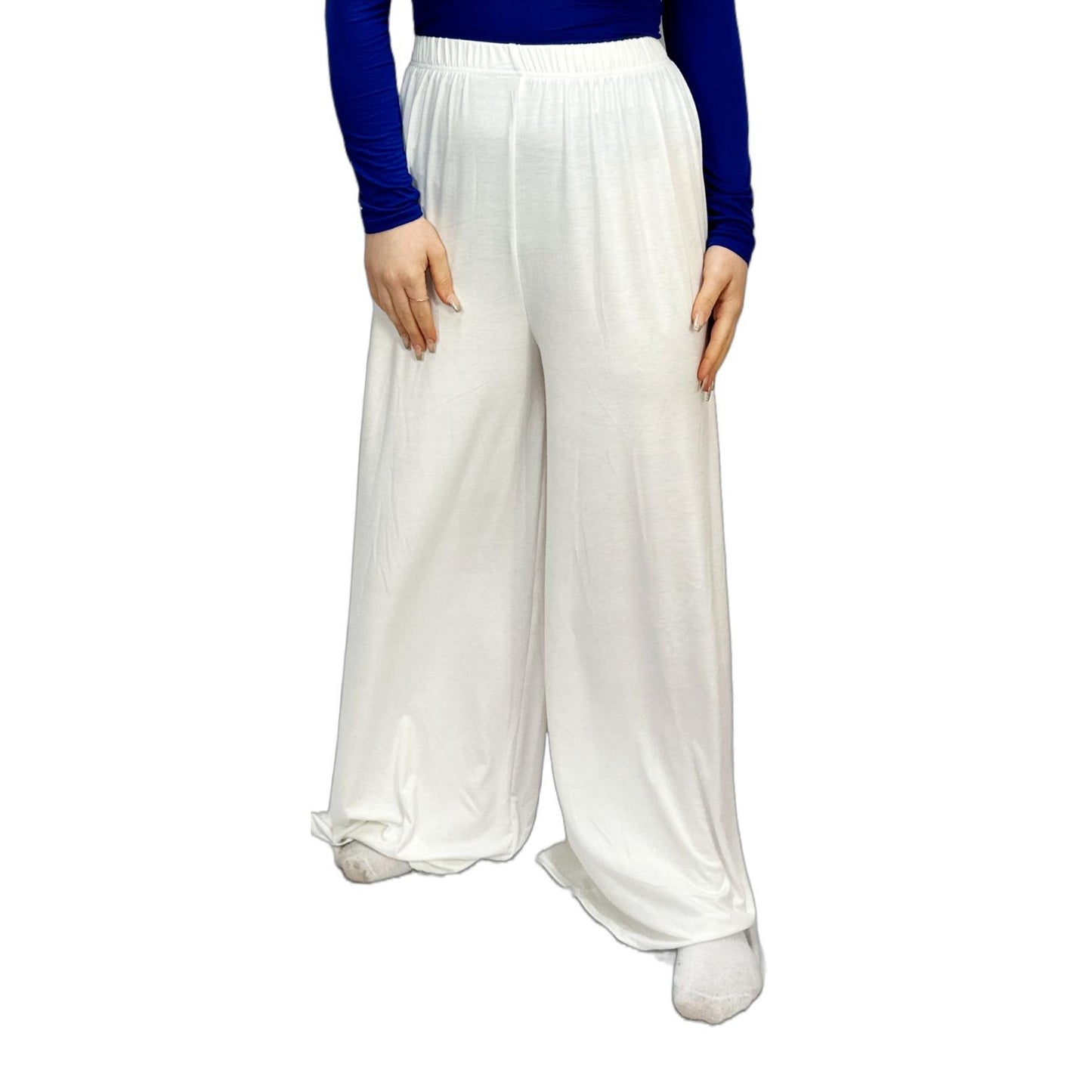 LUXE DIVA Ladies Palazzo Wide Leg Flared Elasticated Stretch Plus Size Plain Trousers 8-26