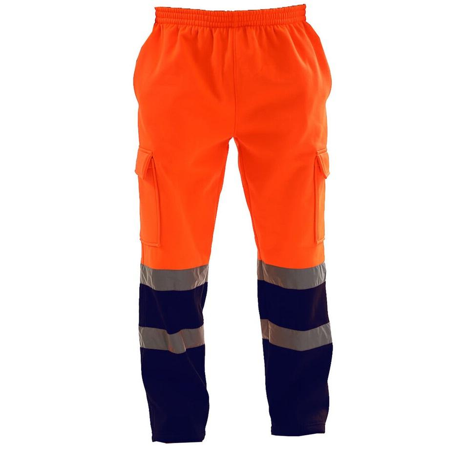 LUXE DIVA Mens Hi Vis Visibility Viz Safety Fleece Bottoms Work Wear Trouser Jogger Pants