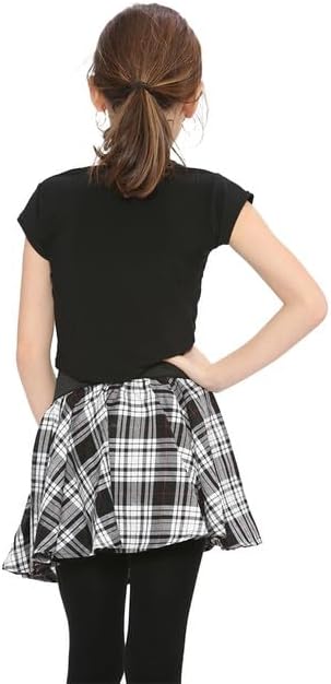 Girls Circular Kids Tartan Skirt Check Bow Detail Dance Mini Skirts 5-10 Years