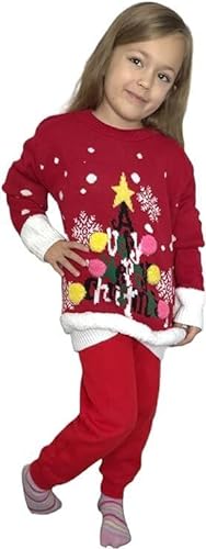 Kids Girls Boy 3D Merry Christmas Tree Knitted Jumper Xmas Jumper