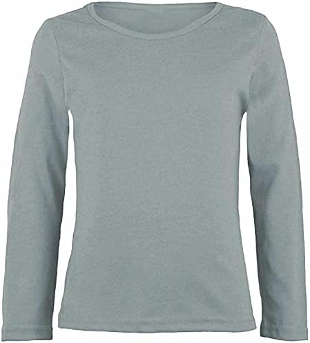 LUXE-DIVA Girls Boy Kids Plain Basic Long Sleeve Round Neck T-Shirt Stretch School Tee Top 2-13 Years