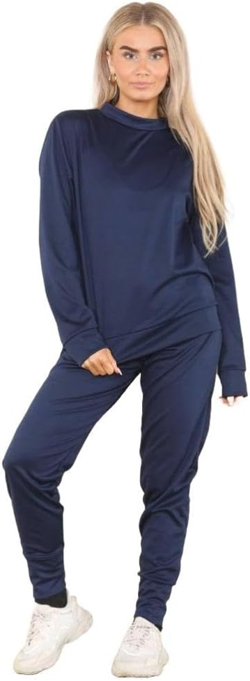 Ladies Plain Tracksuit Solid Round Neck Sweatshirts Joggers Slim Fit Activewear Sizes 8-22