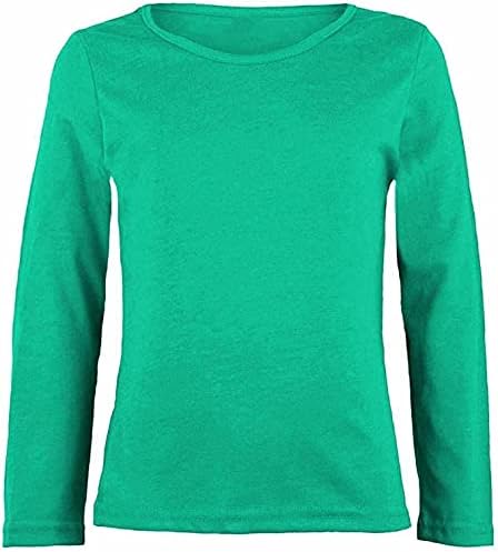 LUXE-DIVA Girls Boy Kids Plain Basic Long Sleeve Round Neck T-Shirt Stretch School Tee Top 2-13 Years