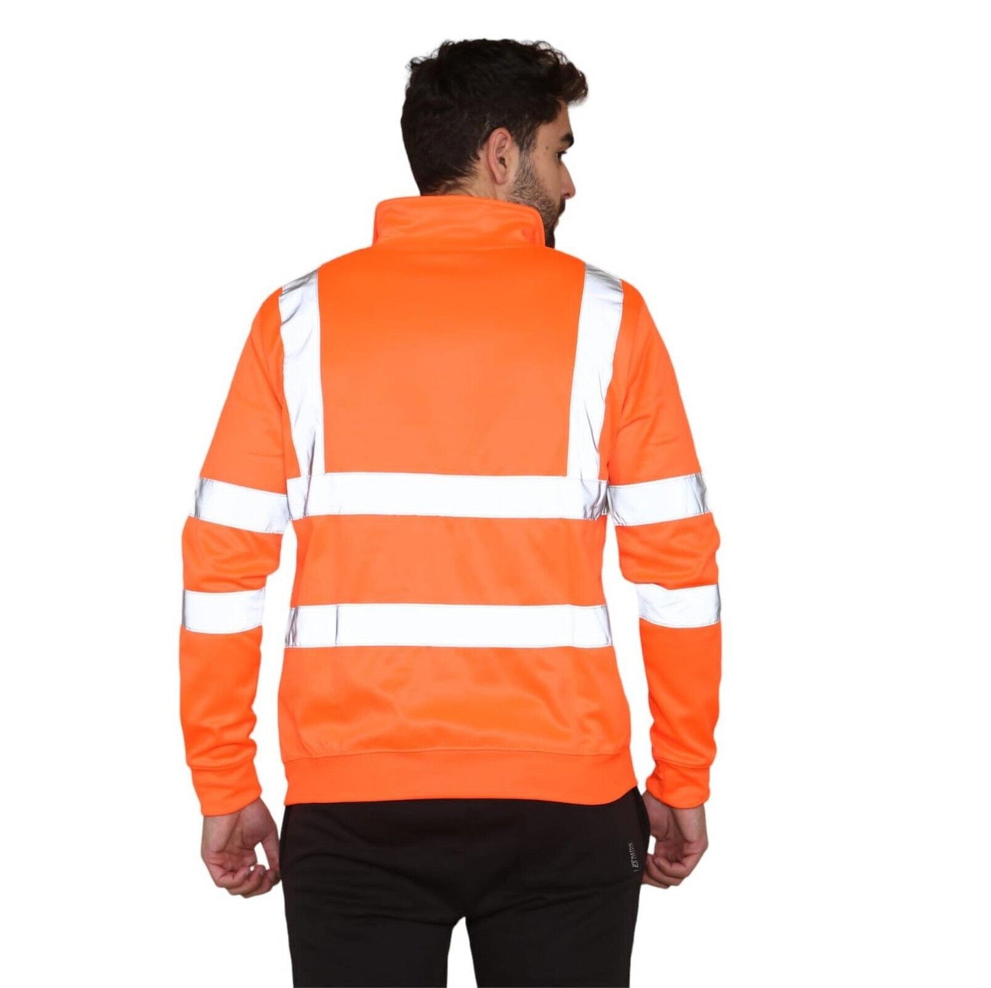 Mens Long Sleeve Quarter Zip Hi Vis Sweatshirt Jumper Top Sizes S-2XL