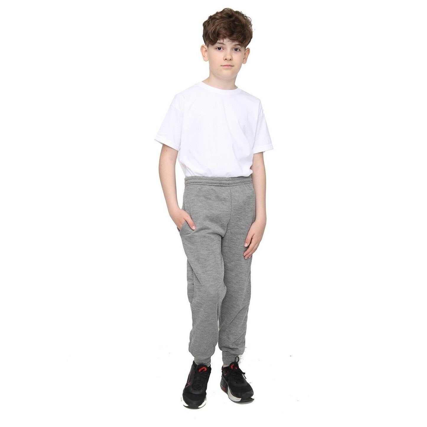 LUXE DIVA Boys Kids Plain Fleece Jogging Bottoms Joggers PE School Sports Casual Wear