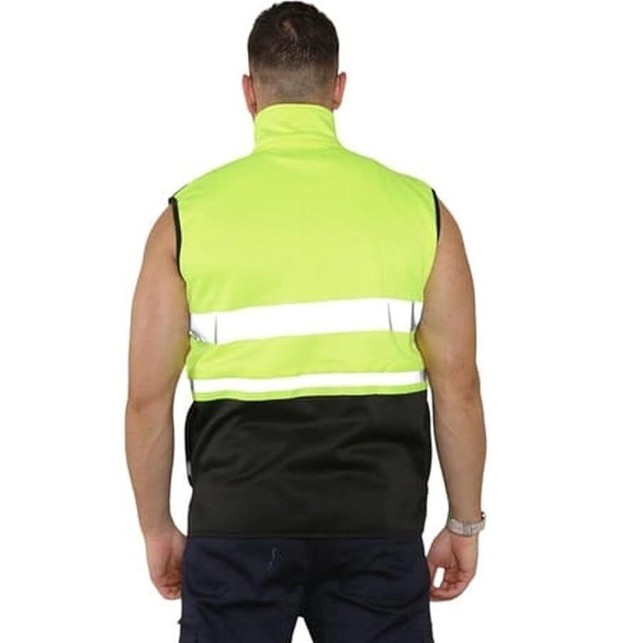 LUXE DIVA Hi Viz High Visibility Body Warmer Workwear Safety Wear Sleeveless Waistcoat Fleece Garment Menswear Reflective Clothing Pockets Small Uniforms Man