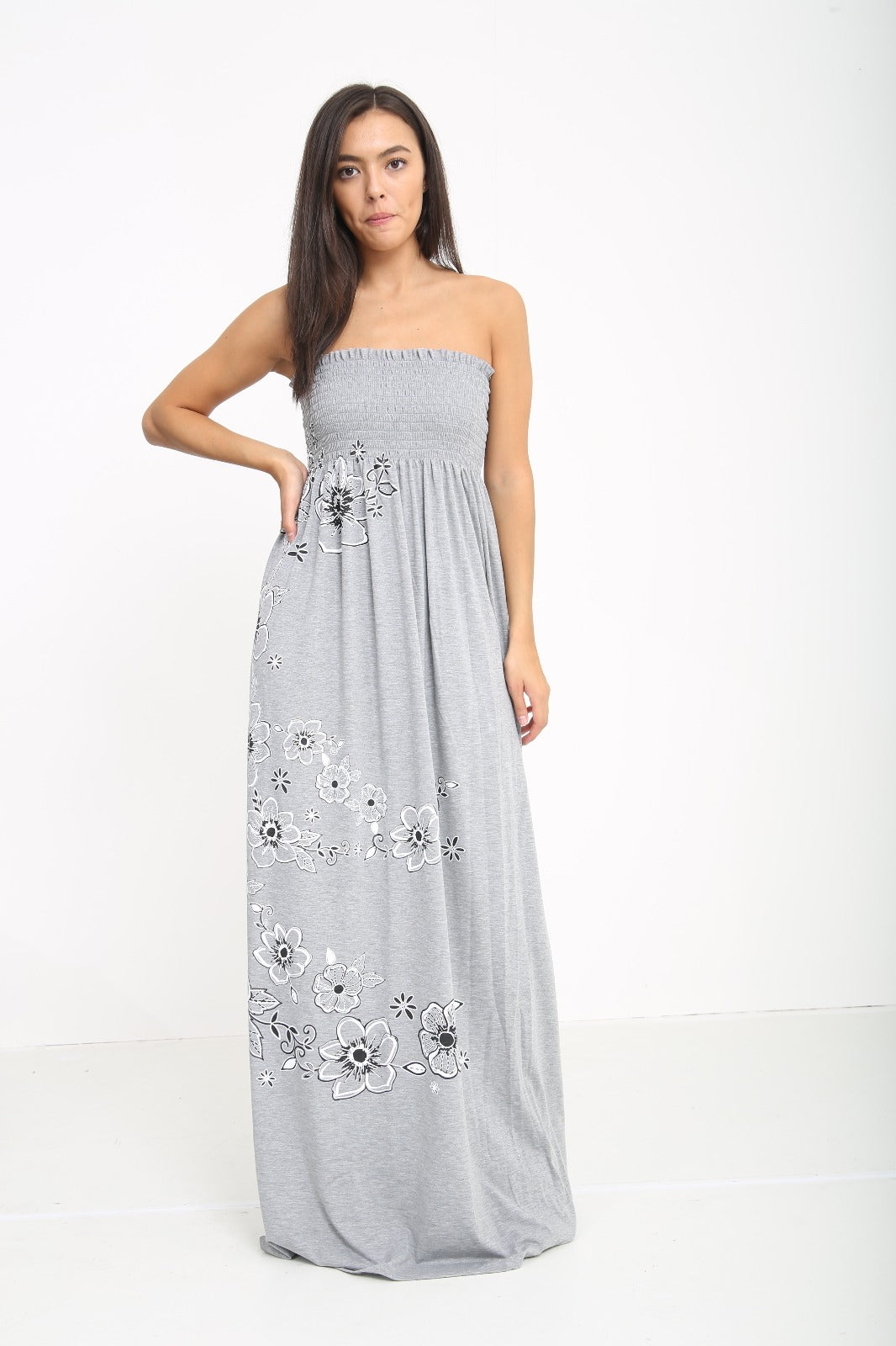 Women Ladies Chunky flora Print Sheering Maxi Dress