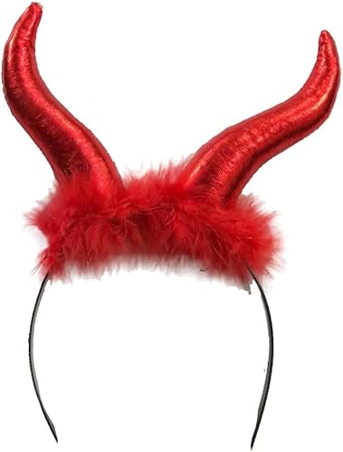 LUXE DIVA Fun pair of red sequin Devils horns on head band, Alice band, Great Hen nights, fancy dress Girls Halloween Red and Black Devil Horns Alice Hair Band Headband