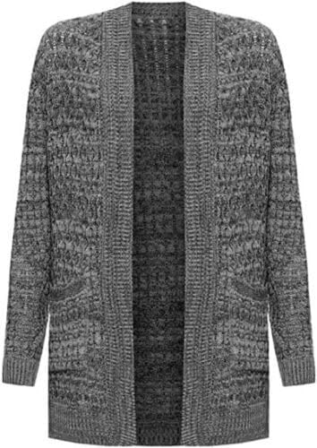 Womens Cable Knitted Open Front Cardigan Long Sleeve Pocketed Sweater Ladies Winter Warm Knitwear Grandad Sizes 8-22