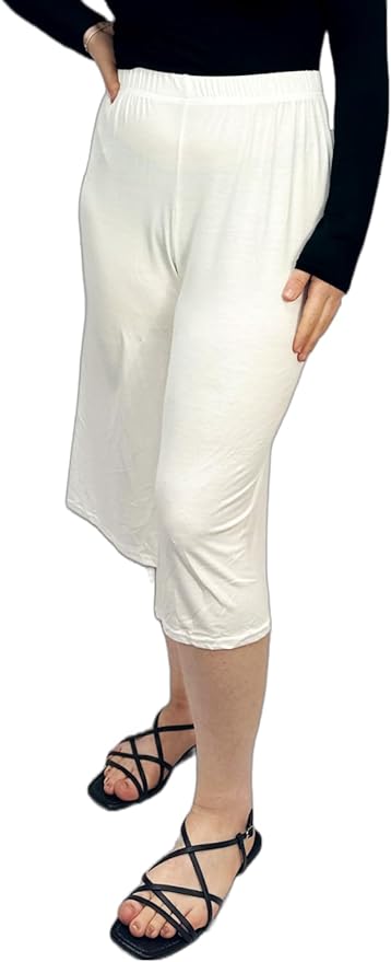 Ladies Plain 3/4 Length Short Palazzo Trousers Casual Wide Leg Culottes Pants Plus Sizes UK 8-26