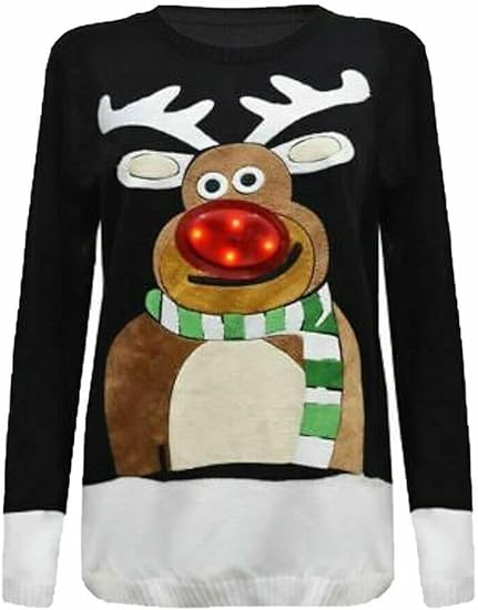 Unisex 3D LED NOSE Novelty Sweater Jumper For Adult