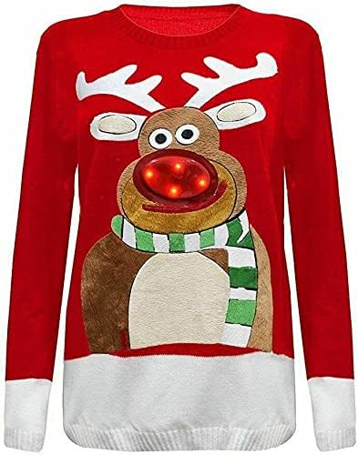 Unisex 3D LED NOSE Novelty Sweater Jumper For Adult