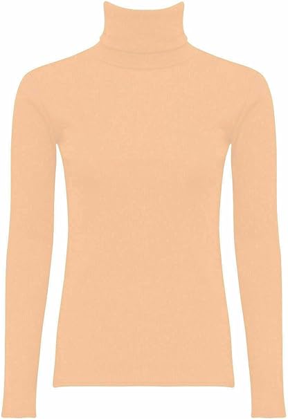 Women’s Ladies Plain Ribbed Stretch Polo Turtleneck Rib Top Jumper for Winter UK Sizes 8-14