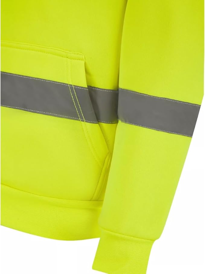 LUXE DIVA Hi Vis Crew Neck Sweatshirt with Kangaroo Pocket Orange Yellow S 3XL High Visibility Safety Workwear Reflective Tape Security Outdoor Jumper