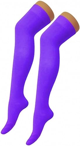 New Ladies Girls Over The Knee Plain Microfiber Socks Assorted Colours Women Thigh High Socks UK Size 4-6