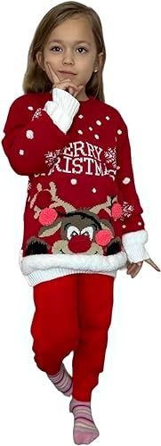 Kids Unisex 3D Pom Pom Xmas Merry Christmas Novelty Jumper