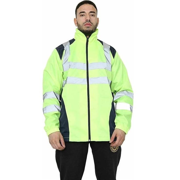 Hi Viz Vis High Visibility Jacket Hoodie Work 3 Zip Hooded SweatShirt Fleece Menswear Clothes Workwear Man Long Sleeve Top Comfy Longsleeves Underwear Uniforms