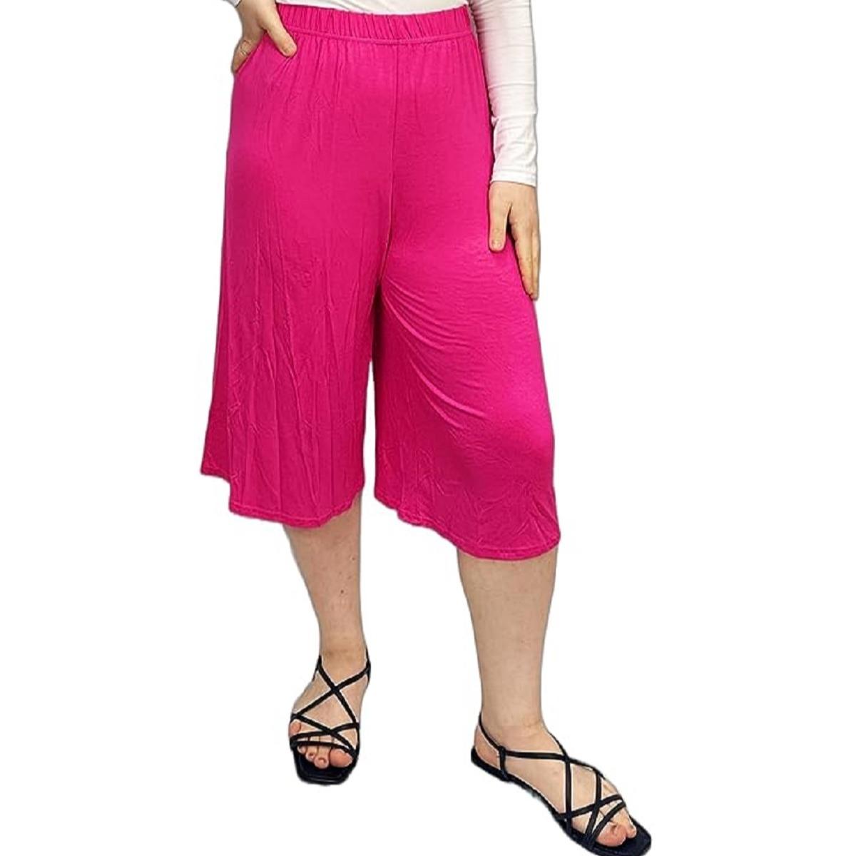 LUXEDIVA  Womens Ladies Plain 3/4 Length Short Palazzo Trousers Casual Wide Leg Culottes Pants Plus Sizes UK 8-26