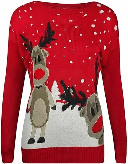 Unisex Twin Reindeer Novelty Sweater Jumper For Adult