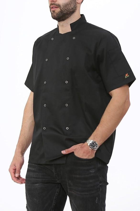 Mens Womens Chef Jacket Short Sleeve Unisex Professional Apron Chefs Jacket Coat Workwear Uniform Modern Fit White Chefs Top Plus Size S-3XL