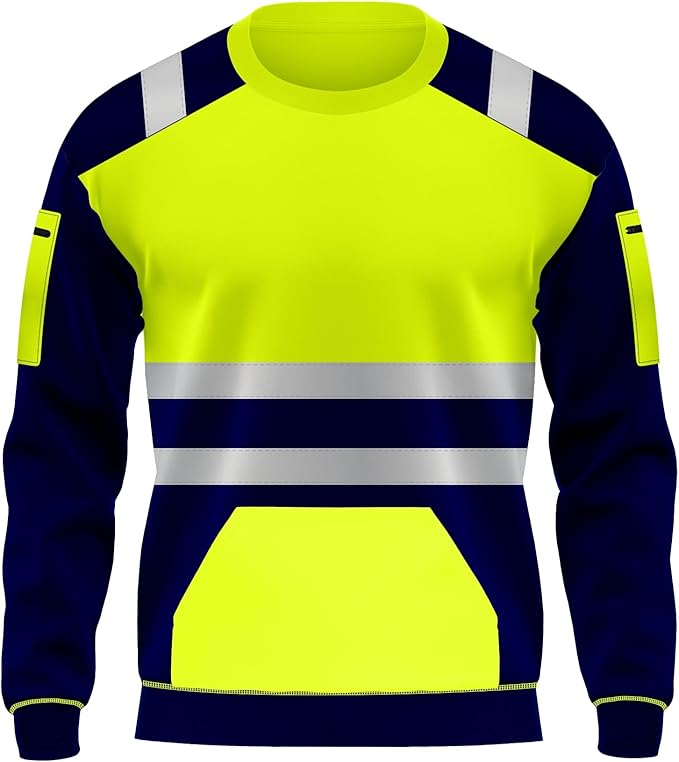 LUXE DIVA  High Visibility Hi Viz Crew Neck Fleece Sweatshirts Security Work Soft Warm Cosy Fleece Tops S-XXL