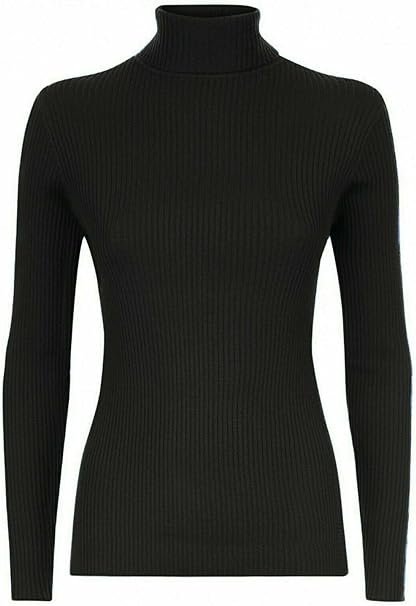 Women’s Ladies Plain Ribbed Stretch Polo Turtleneck Rib Top Jumper for Winter UK Sizes 8-14