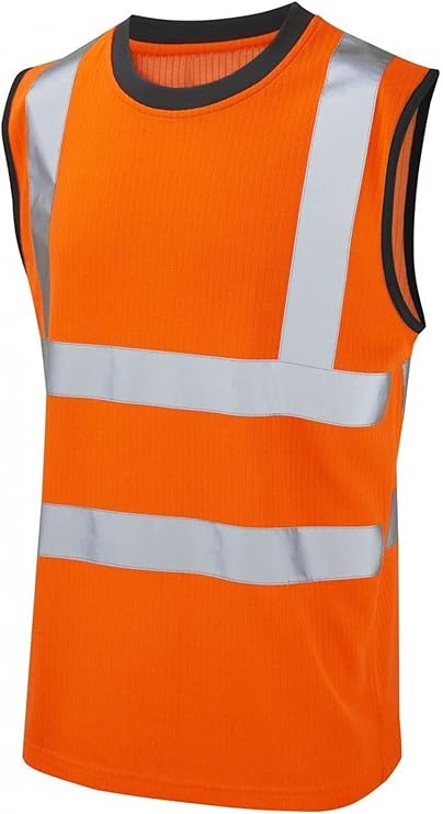 LUXE DIVA  Hi Vis Viz Work Utility Sleeveless Round Neck T-Shirt Warning Vest | High Visibility Safety Security Workwear Double Tape Tank Top Plus Size S-XXL