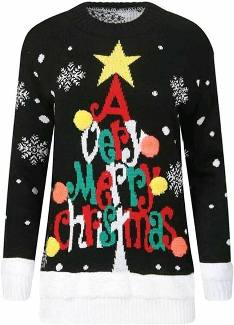 Kids Girls Boy 3D Merry Christmas Tree Knitted Jumper Xmas Jumper