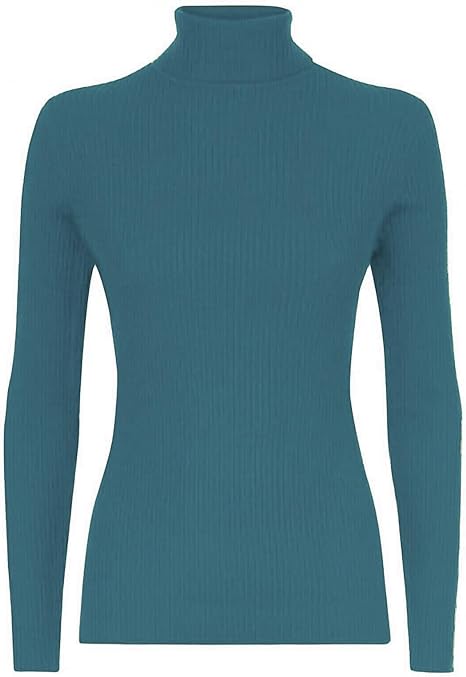 Women’s Ladies Plain Ribbed Stretch Polo Turtleneck Rib Top Jumper for Winter UK Sizes 8-14