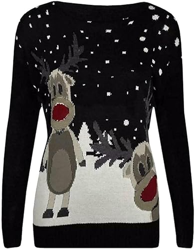 Unisex Twin Reindeer Novelty Sweater Jumper For Adult