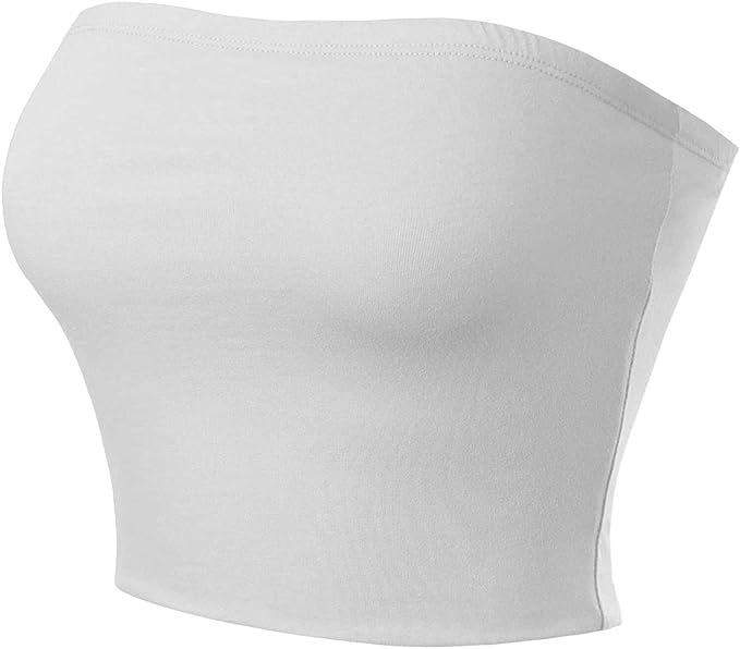 Womens Ladies Plain Boob Tube Strapless Bandeau Stretchy Casual Basic Summer Vest Crop Top