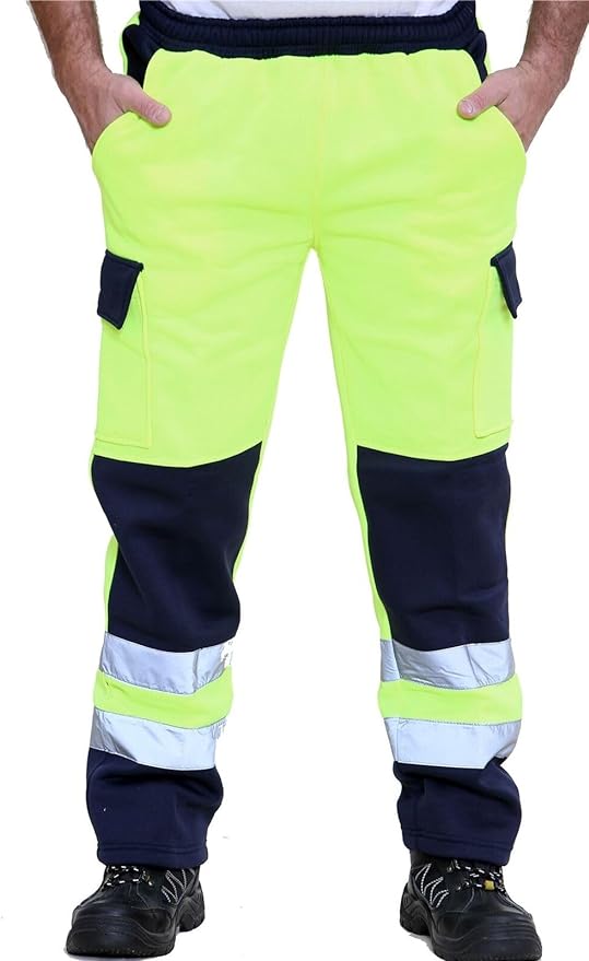 Mens Hi Vis Trousers Hi Viz Two Tone Jogging Bottoms Combat Work Trousers Men Workwear Joggers Workwear Trousers for Men High Vis Trousers Mens Hi Vis Contrast Combat Trousers