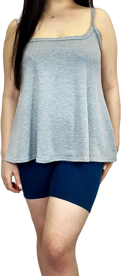 Womens Plain Sleeveless Round Scoop Neckline Stretch Slim Straps Strappy Flared Swing Camisole T-Shirt Vest Top UK Size 16-22