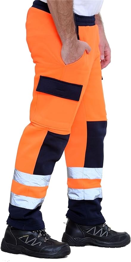 Mens Hi Vis Trousers Hi Viz Two Tone Jogging Bottoms Combat Work Trousers Men Workwear Joggers Workwear Trousers for Men High Vis Trousers Mens Hi Vis Contrast Combat Trousers